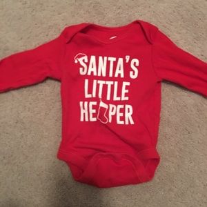 Santa’s little helper 3 month onsie